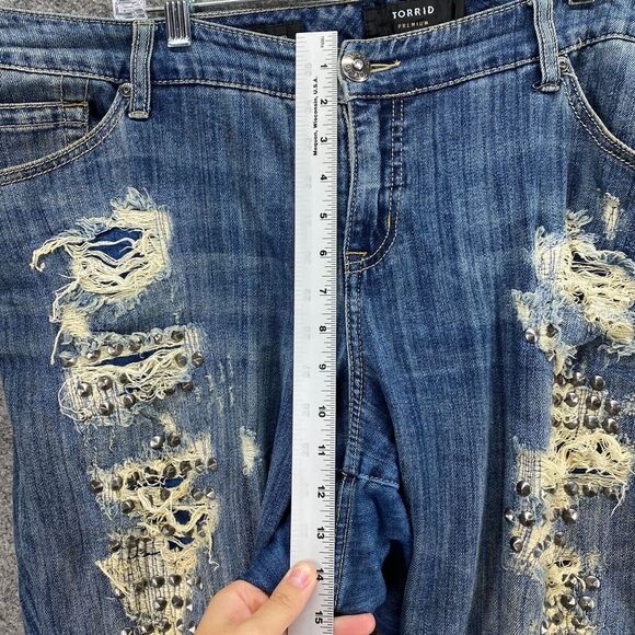 Torrid Jeans Women 20 Plus Blue Denim Dark Wash High Rise Distressed Skinny - Picture 6 of 12